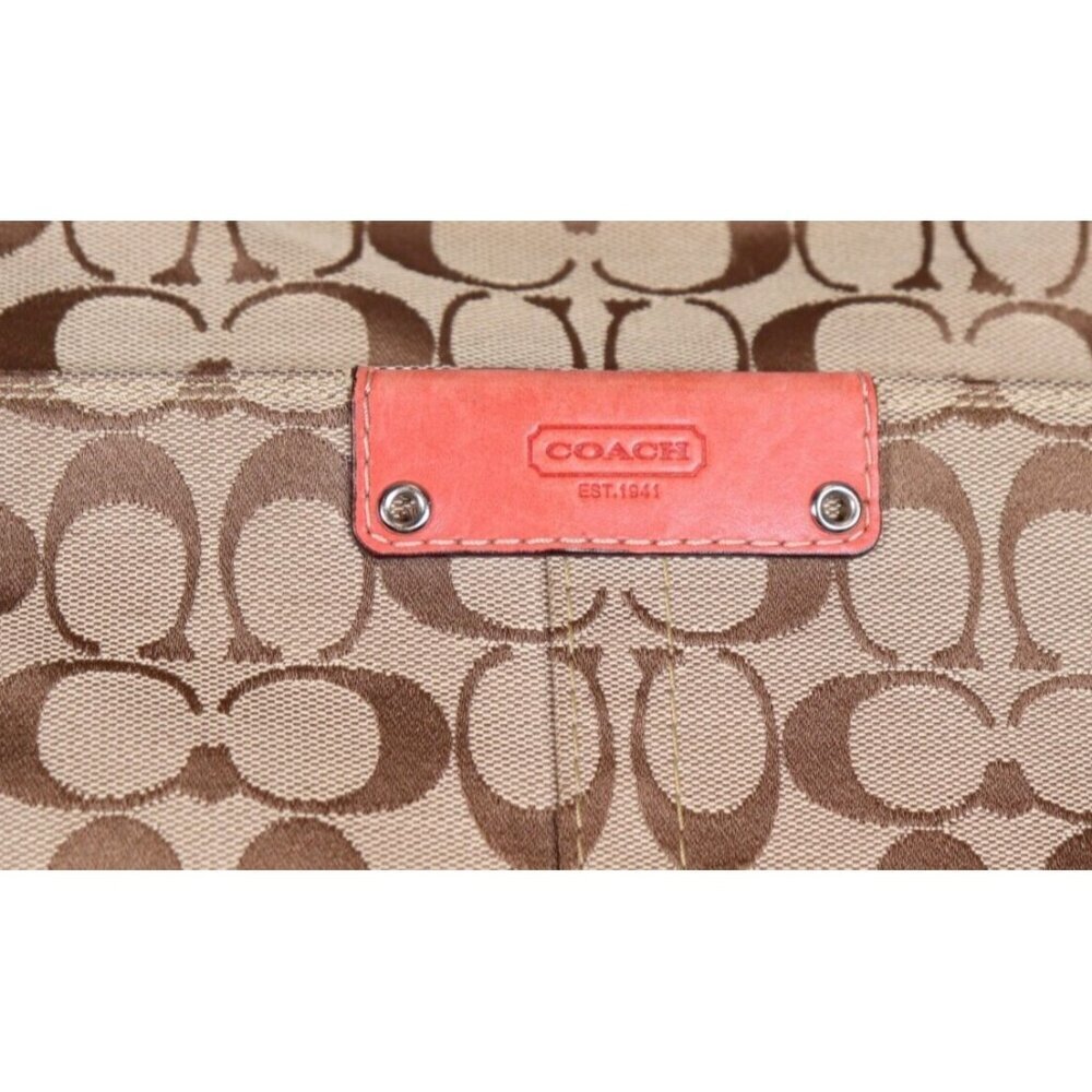Coach Unisex Large Tan Orange Signature Hamptons Book Tote Bag Monogram Purse - Picture 2 of 12